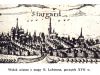 panorama Stargardu na mapie Lubinusa, początek XVII wieku