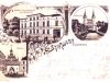 Pozdrowienia ze Stargardu, pocztówka wielotematyczna, litografia, ok. 1900